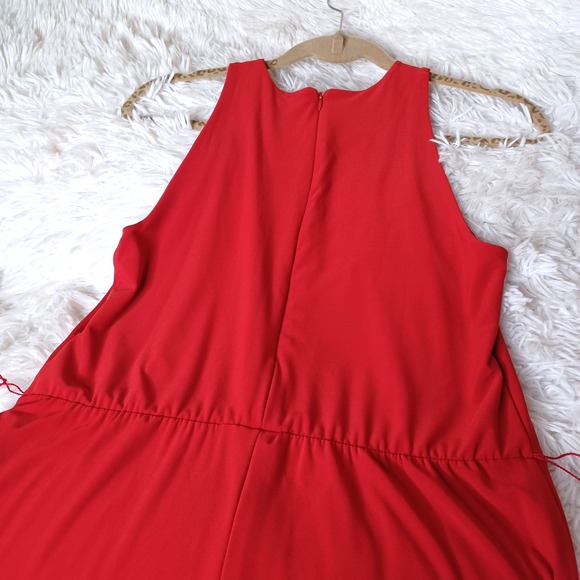 Lauren Ralph Lauren Women’s Jumpsuit Red Wide Leg Belted Formal Stretch Size PM - Picture 3 of 8